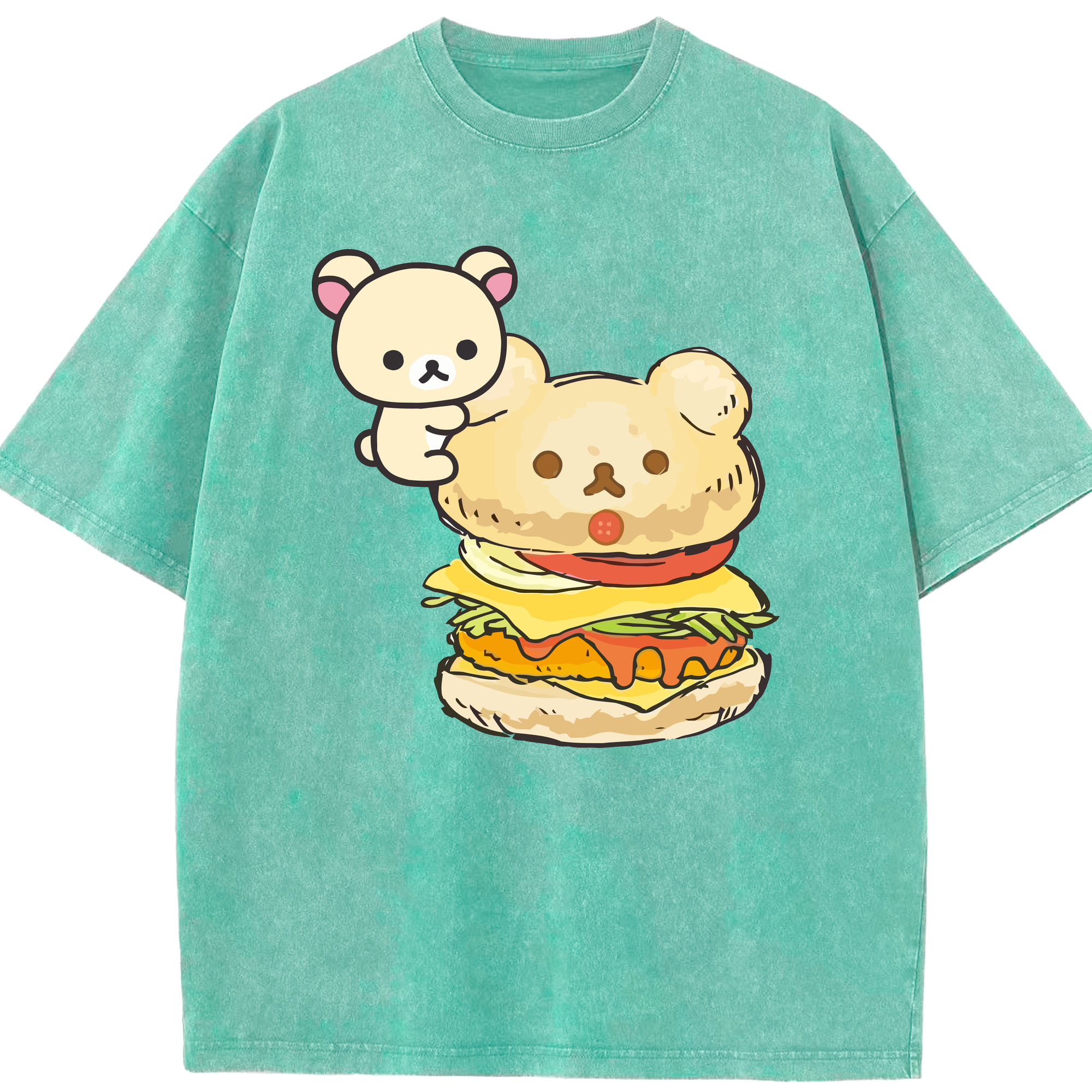 （画像用） リラックマ リラックマ キイロイトリ Rilakkuma Korilakkuma Kiiroitori 綿100% ヴィンテージ風 半袖Tシャツ（フロントプリント）
